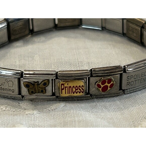 Vintage Pugster Stainless Steel Italian Multi-Charm Link Bracelet - Picture 9 of 10